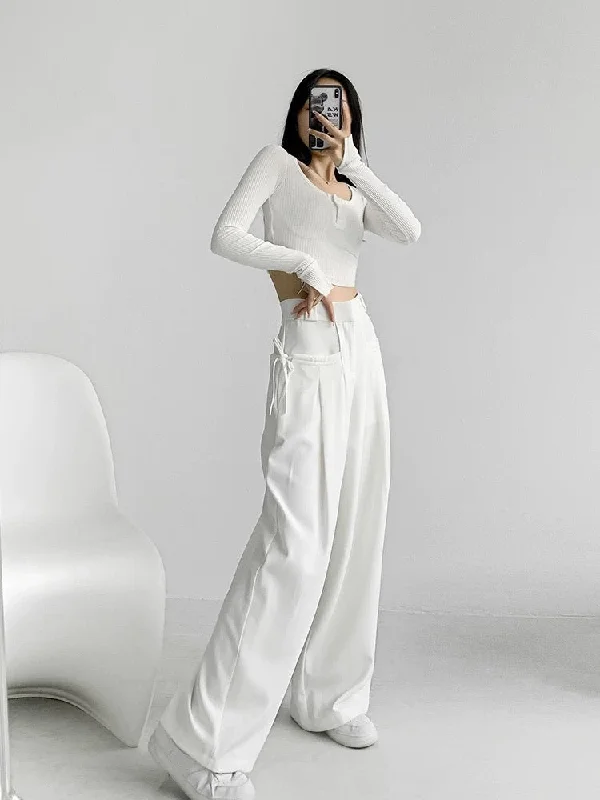String Fling Korean Baggy Trousers Trousers Bridal Satin