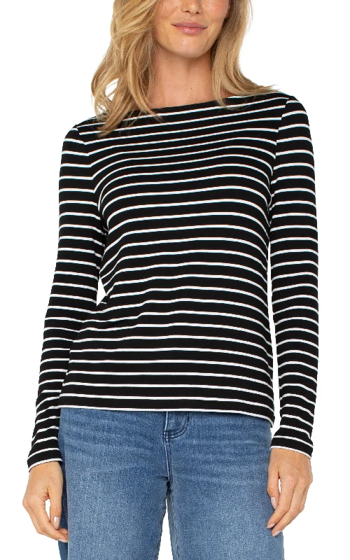 LONG SLEEVE BOATNECK KNIT TOP Ruby Red Knit Shirt