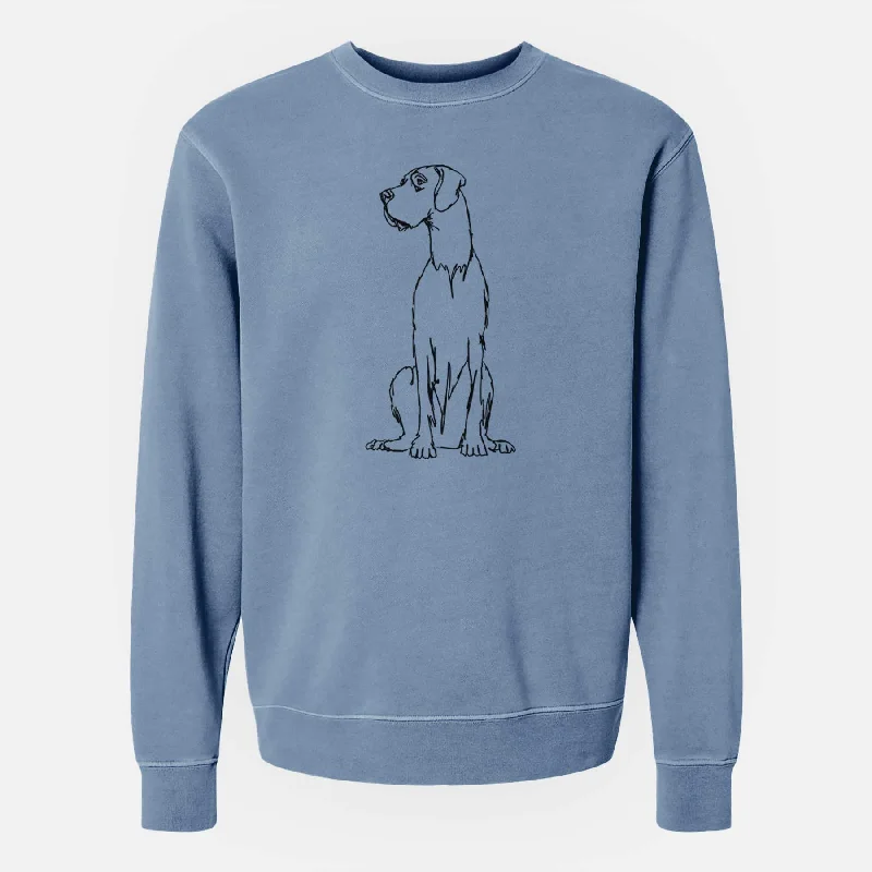 Doodled Great Dane the  - Unisex Pigment Dyed Crew Sweatshirt Hoodie with Tie-Dye Psychedelic Retro