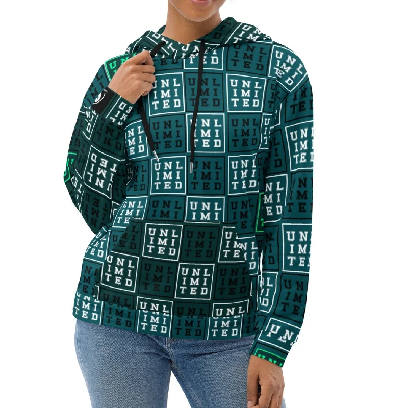 Unlimited Green - All-Over Print Unisex Hoodie Hoodie with Drawstring Waist Adjustable Fitted