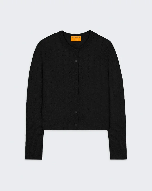 Jane Cable Cardigan - Black Stretchy Elastic Breathable