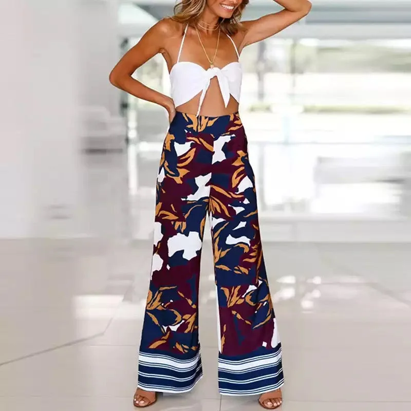 Women Pants Casual Long Trousers Floral Print Boho High Waist Loose Coastal Sea Beach for Ladies Wide Leg Pants Flat Front Trousers Wedding White Women Pants Casual Long Trousers Floral Print Boho High Waist Loose Coastal Sea Beach for Ladies Wide Leg Pants Flat Front Trousers Wedding White