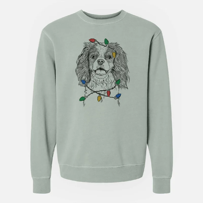 Christmas Lights Poppy the Cavalier King Charles Spaniel - Unisex Pigment Dyed Crew Sweatshirt Hoodie with Ribbed Cuffs Snug Fit Comfort Christmas Lights Poppy the Cavalier King Charles Spaniel - Unisex Pigment Dyed Crew Sweatshirt Hoodie with Ribbed Cuffs Snug Fit Comfort