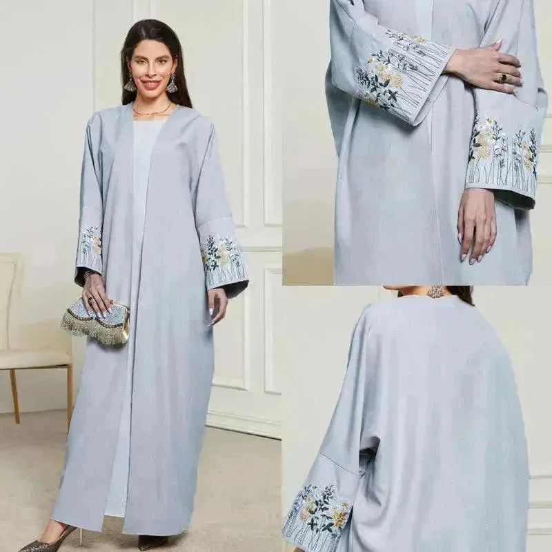 Embroidered Cardigan Abaya Dress Robe for Arab Dubai Turkey Middle East Women Wool Cardigan Cotton Cardigan Cashmere Cardigan