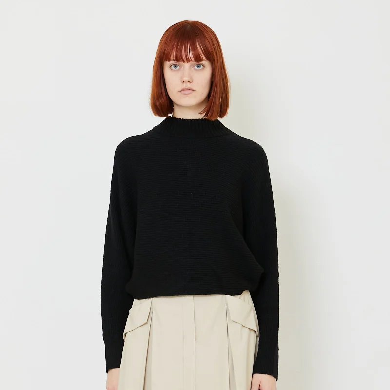Women Rib-Knit Top - Black - SW2409131B Boat Neck Knit Top