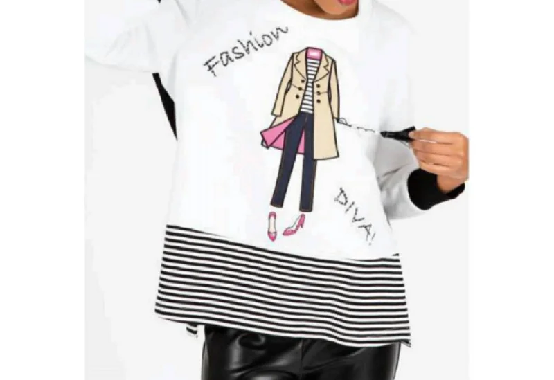 Fashion Diva Knit Top In White Stylish Knit Top