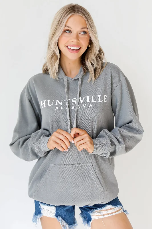 Grey Huntsville Alabama Hoodie Hoodie with Hem Drawcord Adjustable Customizable