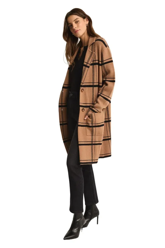 Timber Plaid Cardigan Hooded Caped Shawl Collar