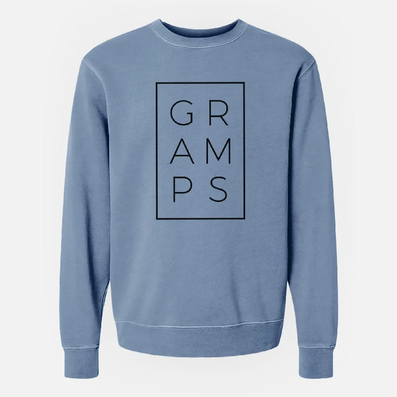 Gramps Boxed - Unisex Pigment Dyed Crew Sweatshirt Hoodie with Cropped Fit Short Trendy