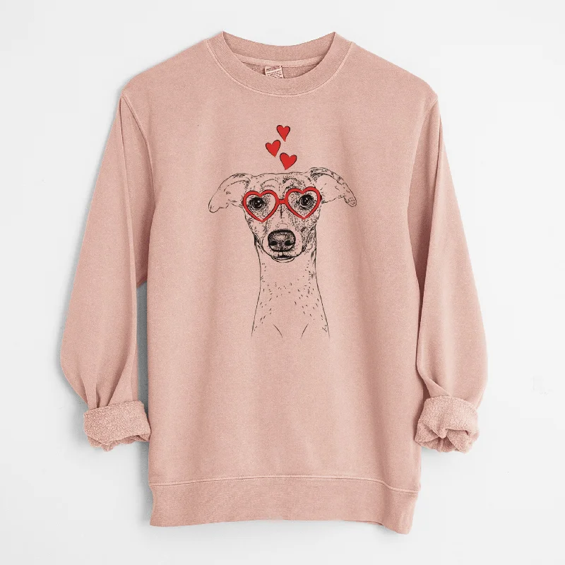 Valentine Twiggy the Whippet - Unisex Pigment Dyed Crew Sweatshirt Hoodie with Puffed Sleeves Voluminous Trendy