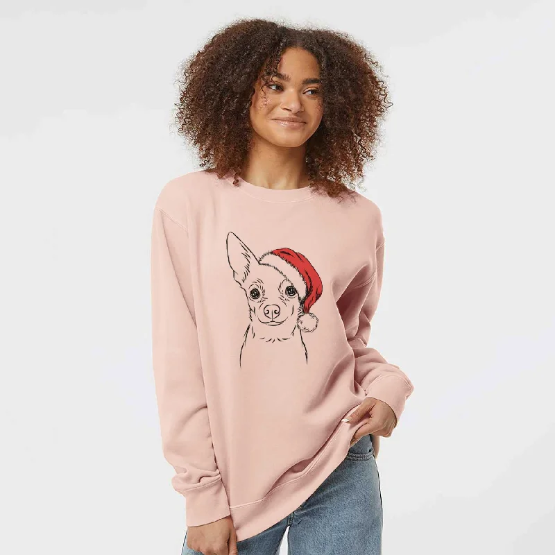 Santa Martini the Chihuahua - Unisex Pigment Dyed Crew Sweatshirt Hoodie with Half-Zip Sporty Casual Santa Martini the Chihuahua - Unisex Pigment Dyed Crew Sweatshirt Hoodie with Half-Zip Sporty Casual