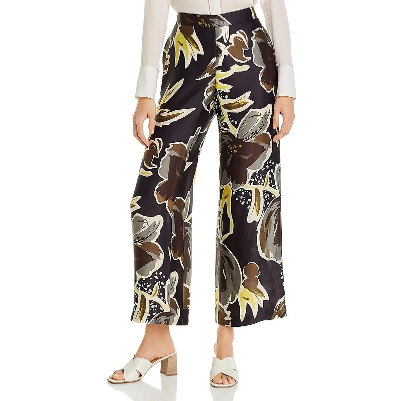 Lafayette 148 New York Womens Riverside Silk Wide Leg Trouser Pants Trousers Floral Bohemian