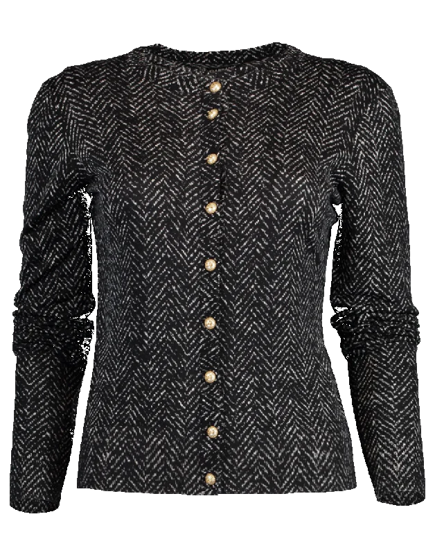 Herringbone Print Wool Cardigan Denim Fabric Leather Fabric Suede Fabric
