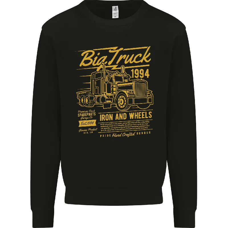 Big Truck Lorry Driver HGV Mens Sweatshirt Jumper Hoodie with Pastel Soft Subtle