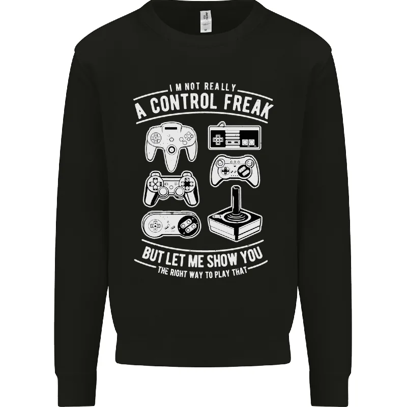 Control Freak Funny Gaming Gamer Mens Sweatshirt Jumper Hoodie with Monochrome Minimalist Simple Control Freak Funny Gaming Gamer Mens Sweatshirt Jumper Hoodie with Monochrome Minimalist Simple