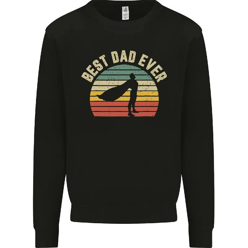 Best Dad Ever Superhero Funny Fathers Day Mens Sweatshirt Jumper Hoodie with Hood Adjustable Protection