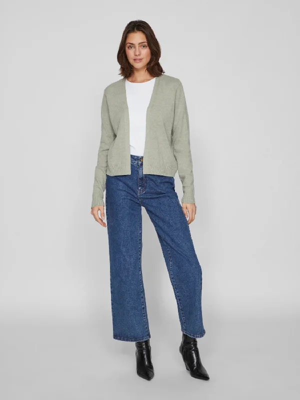 VIRIL Knit Cardigan - Oil Green Ribbed Striped Patterned