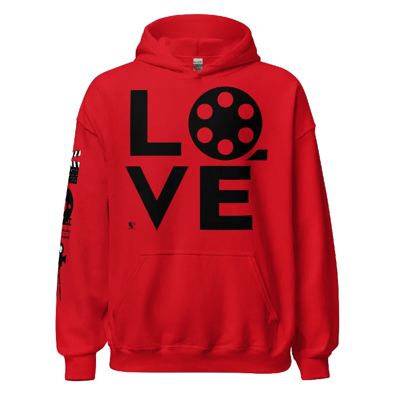 Love Filmmaking - Printed Staple Unisex Hoodie Hoodie with Rolled Sleeves Casual Relaxed