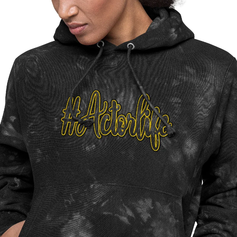 #Actorlife - Embroidered Unisex Champion Tie-Dye THICK Hoodie Hoodie with Monochrome Minimalist Simple