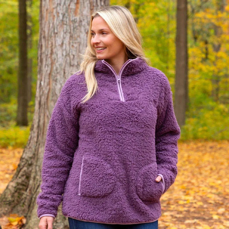 Cozy Paw Plush Sherpa Fleece Pullover Slim Sleeve Pullover