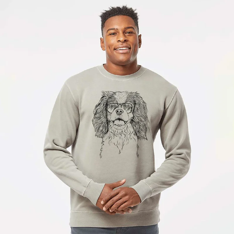 Aviator Poppy the Cavalier King Charles Spaniel - Unisex Pigment Dyed Crew Sweatshirt Hoodie with Pattern Geometric Abstract Aviator Poppy the Cavalier King Charles Spaniel - Unisex Pigment Dyed Crew Sweatshirt Hoodie with Pattern Geometric Abstract