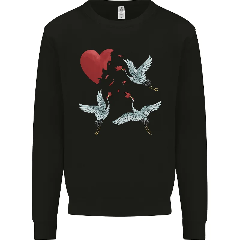 Crane Heart Anti Valentines Day Single Funny Mens Sweatshirt Jumper Hoodie with Rolled Sleeves Casual Relaxed Crane Heart Anti Valentines Day Single Funny Mens Sweatshirt Jumper Hoodie with Rolled Sleeves Casual Relaxed