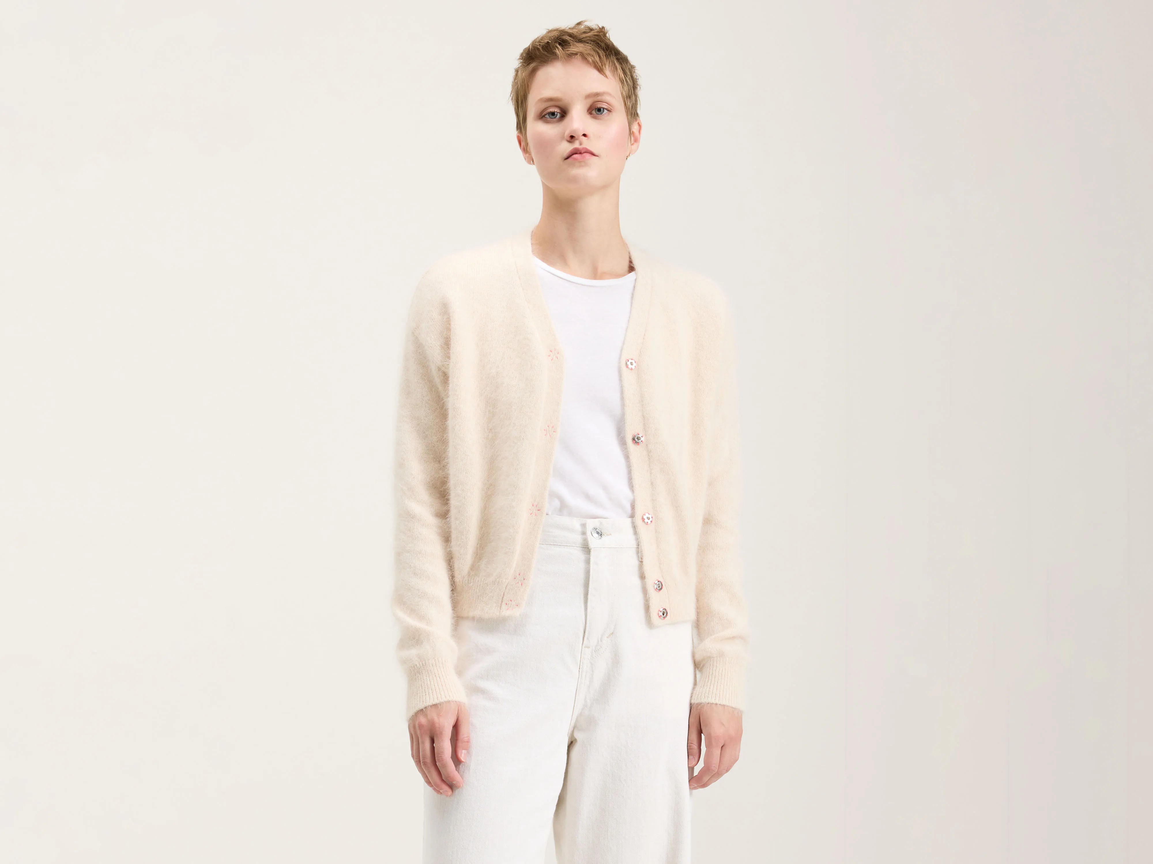 Datam angora-blend cardigan (241 / W / PARCHEMIN) Fleece Cardigan Nylon Polyester