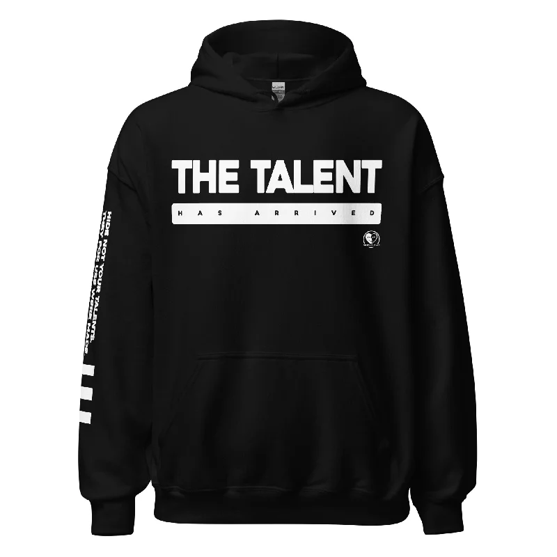 The Talent Has Arrived - Printed Sleeves Staple Unisex Hoodie Hoodie with Mock Neck Collared Structured