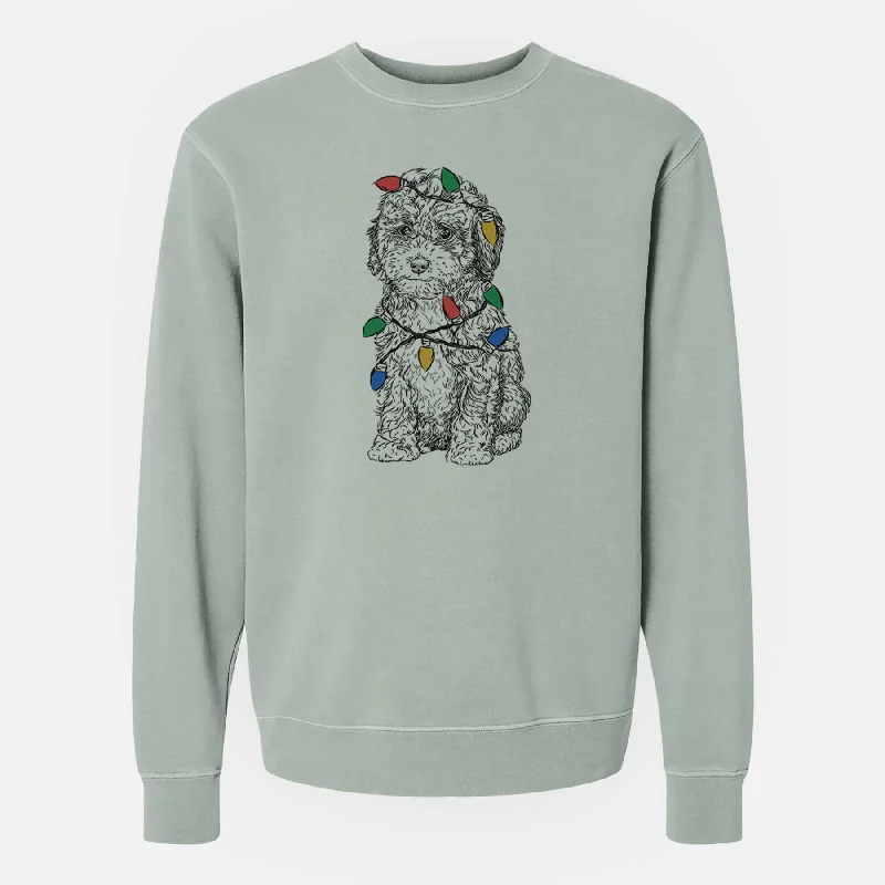 Christmas Lights Sweet Tea the Mini Doodle - Unisex Pigment Dyed Crew Sweatshirt Hoodie with Camouflage Military Edgy Christmas Lights Sweet Tea the Mini Doodle - Unisex Pigment Dyed Crew Sweatshirt Hoodie with Camouflage Military Edgy
