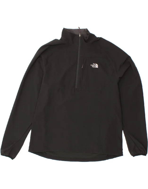 THE NORTH FACE Mens Zip Neck Pullover Tracksuit Top Large Black Elastane Three Quarter Sleeve