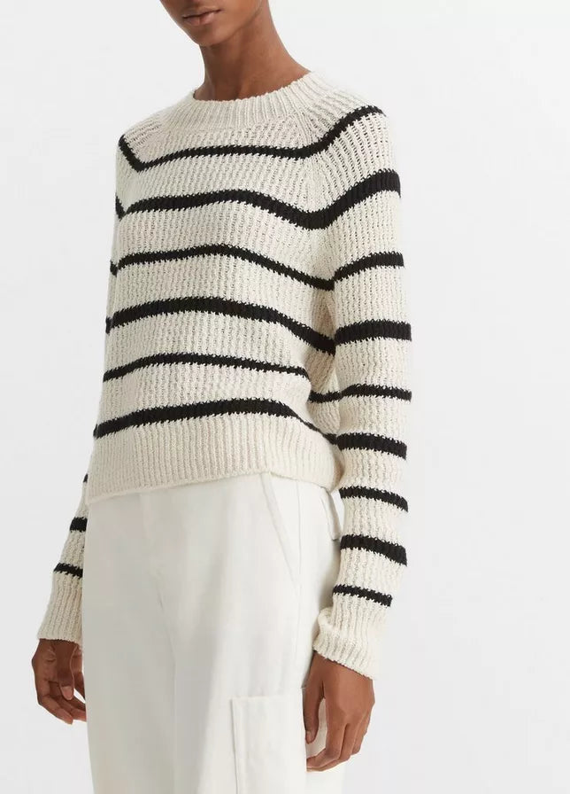 Ribbed Stripe Pullover Zipper Front Cardigan