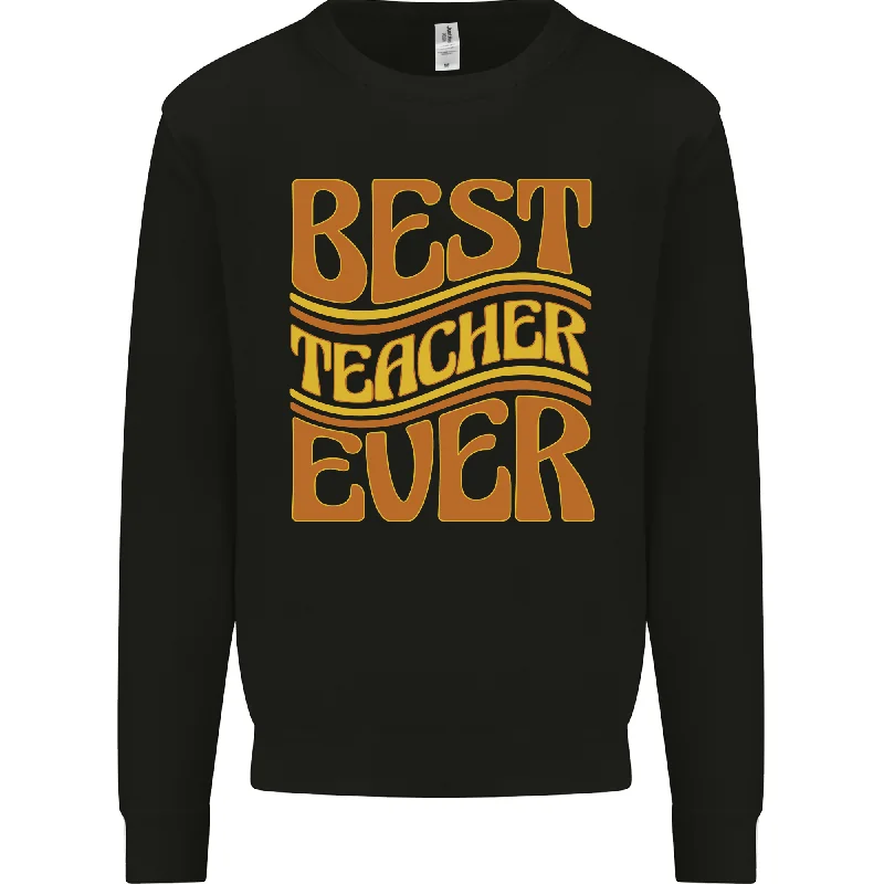 Best Teacher Ever Teaching Maths English Mens Sweatshirt Jumper Hoodie with Button Placket Classic Preppy