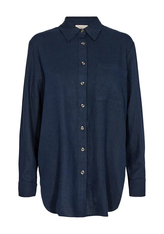 Freequent Lava Linen Shirt, Navy Blazer Women's Unique Blazer