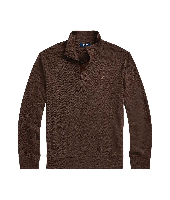 Luxury Jersey Quarter-zip Pullover - Brown Angora Wool Cozy