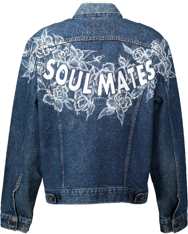 Presley Soulmates Hand Painted Vintage Denim Jacket Cardigan Sweater Pullover