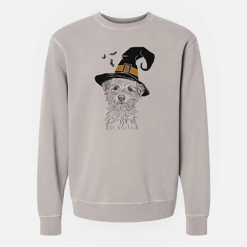 Witch Benjamin the Border Terrier - Unisex Pigment Dyed Crew Sweatshirt Hoodie Sweatshirt Pullover