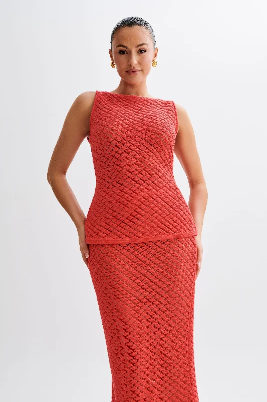 Guiliana Sleeveless Knit Top - Pomegranate Party Knit Blouse