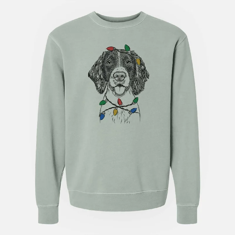 Christmas Lights Ever the English Springer Spaniel - Unisex Pigment Dyed Crew Sweatshirt Hoodie with Camouflage Military Edgy Christmas Lights Ever the English Springer Spaniel - Unisex Pigment Dyed Crew Sweatshirt Hoodie with Camouflage Military Edgy