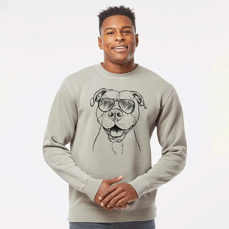 Aviator Roscoe the Pitbull - Unisex Pigment Dyed Crew Sweatshirt Hoodie with Logo Branding Identity Aviator Roscoe the Pitbull - Unisex Pigment Dyed Crew Sweatshirt Hoodie with Logo Branding Identity