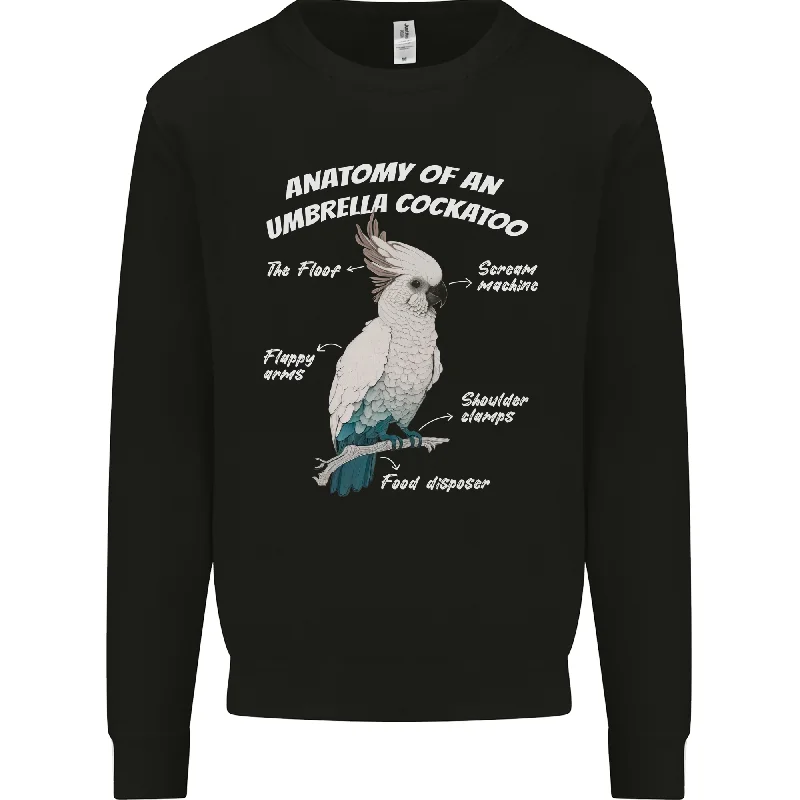 Cockatoo Anatomy Mens Sweatshirt Jumper Hoodie with Hem Drawcord Adjustable Customizable Cockatoo Anatomy Mens Sweatshirt Jumper Hoodie with Hem Drawcord Adjustable Customizable