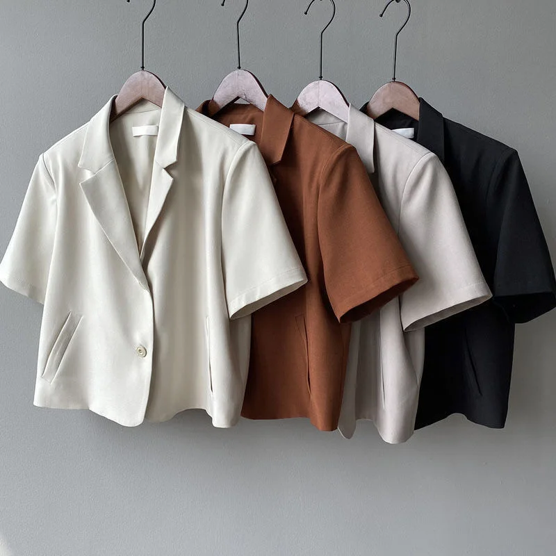 Wjczt Blazers Women S-4XL Solid Office Lady Chic Summer Fashion Single Breasted Casual Popular Crops Basic Ulzzang Notched Outwear New Women's Luxury Jacket Wjczt Blazers Women S-4XL Solid Office Lady Chic Summer Fashion Single Breasted Casual Popular Crops Basic Ulzzang Notched Outwear New Women's Luxury Jacket