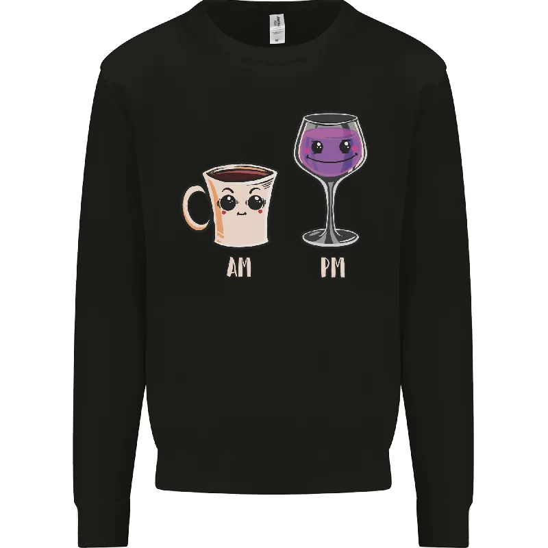 Coffee am Wine pm Funny Alcohol Prosecco Mens Sweatshirt Jumper Zip Hoodie Drawstring Kangaroo Pocket Coffee am Wine pm Funny Alcohol Prosecco Mens Sweatshirt Jumper Zip Hoodie Drawstring Kangaroo Pocket