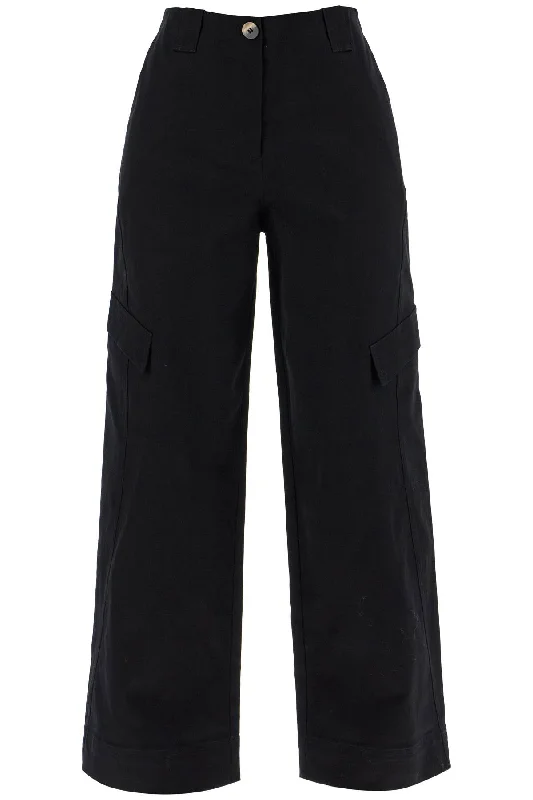 checked canvas trousers for men F9612 BLACK Trousers practical easy-care