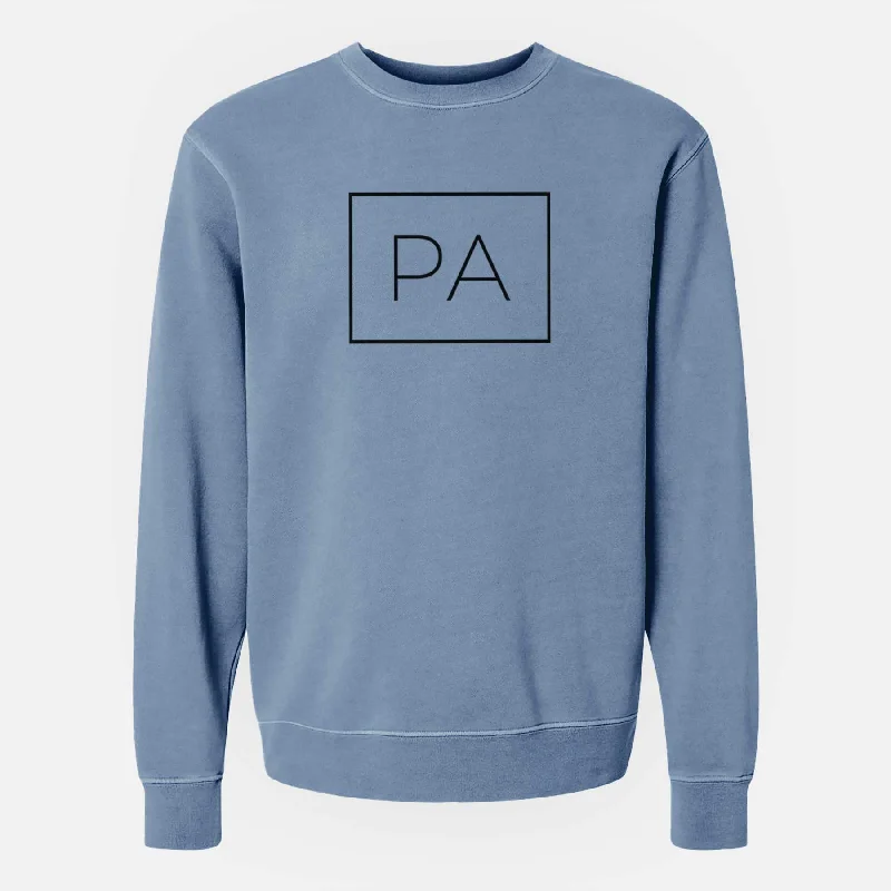 Pa Boxed - Unisex Pigment Dyed Crew Sweatshirt Hoodie with Hidden Zipper Minimalist Clean