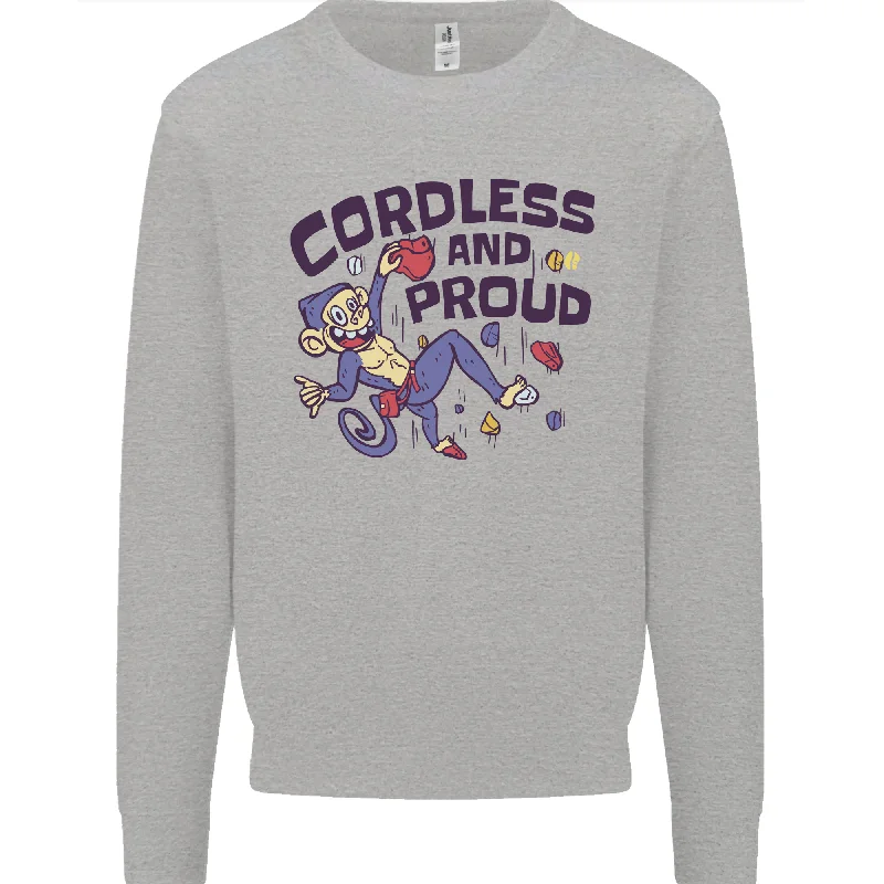 Cordless & Proud Rock Climbing Monkey Mens Sweatshirt Jumper Hoodie with High Neck Warm Protective Cordless & Proud Rock Climbing Monkey Mens Sweatshirt Jumper Hoodie with High Neck Warm Protective