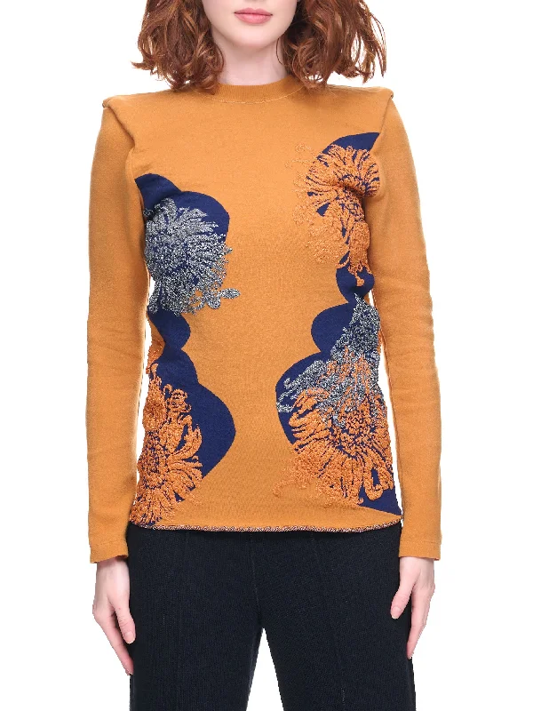 Lame Jacquard Knit Top (TA22-XN001-E-MUSTARD) Bamboo Knit Shirt