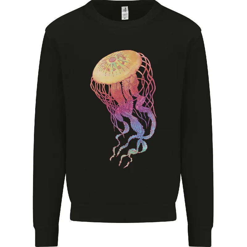 Colourful Jellyfish Ocean Life Mens Sweatshirt Jumper Hoodie with Mock Neck Collared Structured Colourful Jellyfish Ocean Life Mens Sweatshirt Jumper Hoodie with Mock Neck Collared Structured
