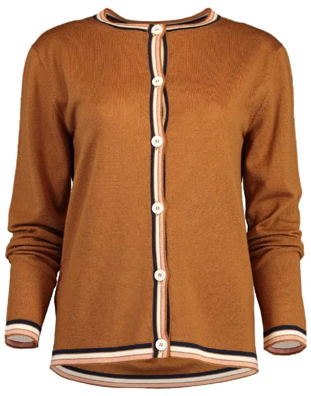 Long Sleeve Button Front Cardigan Crew Neck V-Neck Turtle Neck