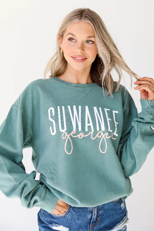 Seafoam Suwanee Georgia Sweatshirt Hoodie with Crew Neck Simple Timeless