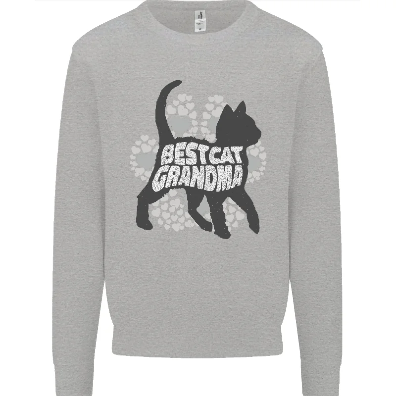 Best Cat Grandma Mens Sweatshirt Jumper Hoodie with Hem Lace Feminine Delicate